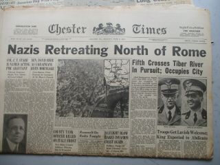 EIGHT 1945 WWII Era Chester Pennsylvania Times 1940 - 1945 D - Day,  VE,  VJ,  FDR 5