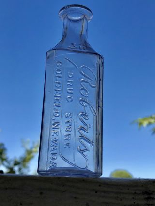 GOLDFIELD NEVADA.  Rare.  Medicine Bottle.  Roberts Drug Company. 4