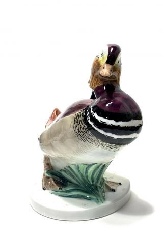 Vintage Estate LENCI TORINO Hand Painted Italy Pottery Mandarin Duck Figure 4