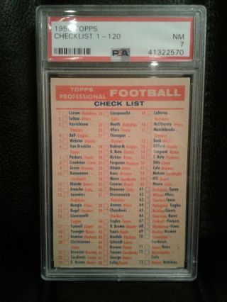 1956 Topps Football " Checklist " Psa 7 Nm Centered Very Tough Very Rare Card