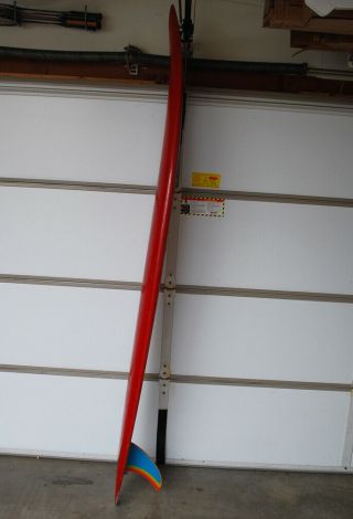 Vintage RED Wave Tools Surfboard - Retro Pintail Gun w/ Longboard Single Fin 10