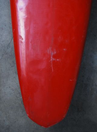 Vintage RED Wave Tools Surfboard - Retro Pintail Gun w/ Longboard Single Fin 3