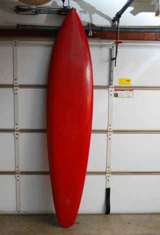 Vintage RED Wave Tools Surfboard - Retro Pintail Gun w/ Longboard Single Fin 8