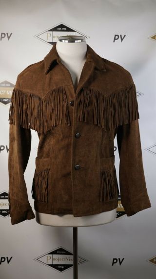 A06885 Vtg Schott Rancher Western Rodeo Cowboy Fringe Leather Jacket Size 38 Usa