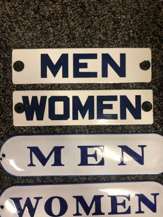 Three Pairs Vintage Porcelain Men Women Ladies Restroom Sign Gas Station 2