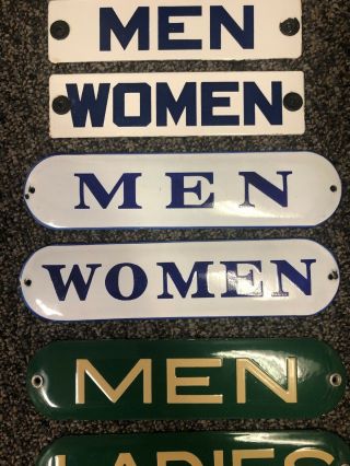 Three Pairs Vintage Porcelain Men Women Ladies Restroom Sign Gas Station 3
