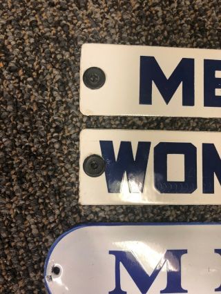 Three Pairs Vintage Porcelain Men Women Ladies Restroom Sign Gas Station 7