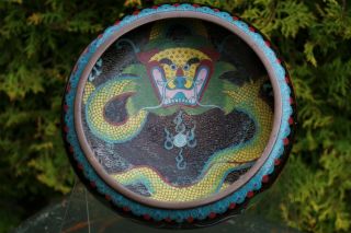 Fine Antique Chinese Cloisonne Dragon Bowl - With Mark