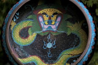 Fine Antique Chinese Cloisonne Dragon Bowl - with mark 2