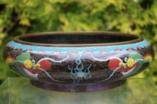 Fine Antique Chinese Cloisonne Dragon Bowl - with mark 3