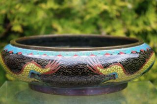 Fine Antique Chinese Cloisonne Dragon Bowl - with mark 5