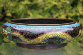 Fine Antique Chinese Cloisonne Dragon Bowl - with mark 6