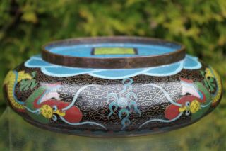 Fine Antique Chinese Cloisonne Dragon Bowl - with mark 7
