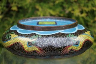 Fine Antique Chinese Cloisonne Dragon Bowl - with mark 8
