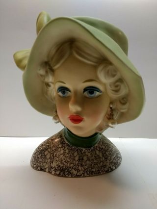 Vintage Relpo Lady Head Vase 7 " 2091