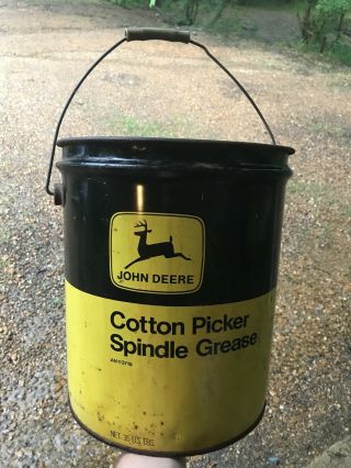 Vintage 35 Lb John Deere - Cotton Picker Spindle Grease Advertising Oil Can