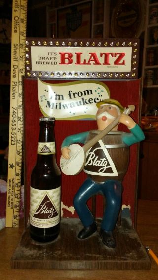 Vintage Blatz Beer Banjo Man Backbar Display