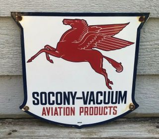 Vintage Socony - Vacuum Marine Porcelain Gas Station Pump Sign Dated 56 