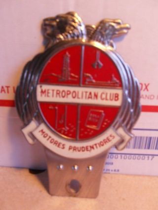 Vintage Nash Metropolitan Club Grill Badge License Topper Rare
