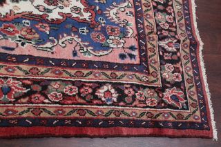 VINTAGE Traditional Floral CORAL RED Hamadan Area Rug Hand - Knotted Oriental 7x10 12