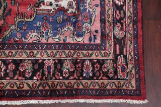 Vintage Traditional Floral Coral Red Hamadan Area Rug Hand - Knotted Oriental 7x10