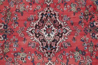 VINTAGE Traditional Floral CORAL RED Hamadan Area Rug Hand - Knotted Oriental 7x10 5