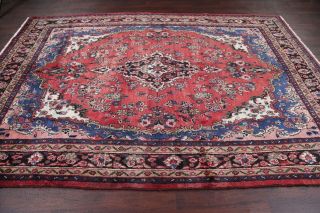 VINTAGE Traditional Floral CORAL RED Hamadan Area Rug Hand - Knotted Oriental 7x10 7
