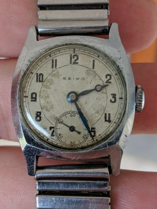 Vintage Wwii Era Seiko Seikosha Arabic/military Style Dial Watch,  Runs