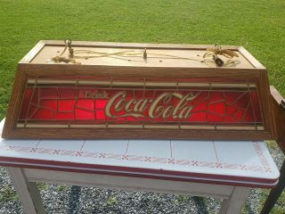 Vintage Coca - Cola Billiard Pool Table Plastic Faux Stained Glass Lamp Bar Light 3