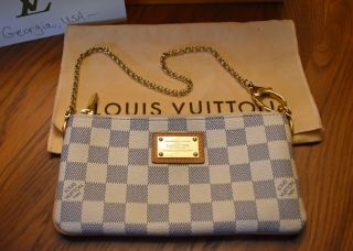 Auth.  Louis Vuitton Milla Mm Pouch Pochette In Azur - Rare,