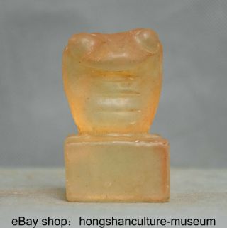 7cm Rare Hongshan Culture Yellow Crystal Carved Snake Head Seal Signet Statue