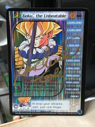Dbz Ccg Goku The Unbeatable Lv4 Ultra Rare 159 Limited Trunks Saga Signed Gold