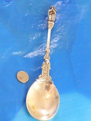 Antique.  800 German Silver Large 7.  5 " Long Apostle Spoon Figural Top Angle