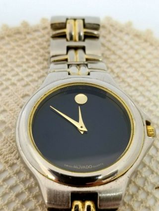 Vintage Movado Museum Classic 98A28888 Gold Black Dial Mens Quartz Swiss Watch 3