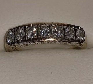 Vintage 9ct Yellow Gold 7 Stone Half Eternity Diamond Ring - 0.  50ct - Size L
