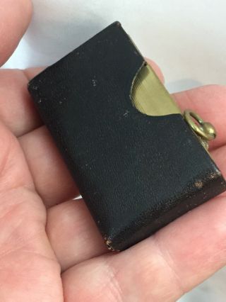Vintage Brass Plated Semi Automatic Grater Pocket Lighter & Leather Case Germany 4