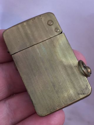Vintage Brass Plated Semi Automatic Grater Pocket Lighter & Leather Case Germany 5