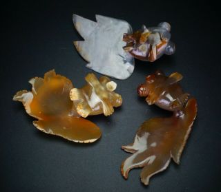 Group of 3 x Antique Chinese Agate Hardstone Carving Gold Fish 20th C 7