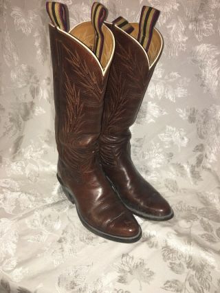 Vintage Tall Brown Blutcher Boot Company Co Cowboy Boots 9 C Buckaroo