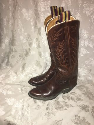 Vintage Tall Brown Blutcher Boot Company Co Cowboy Boots 9 C Buckaroo 3