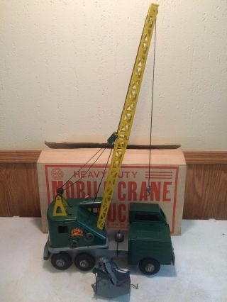 Vintage Marx Lumar Mobile Crane Truck Pressed Steel Toy Complete