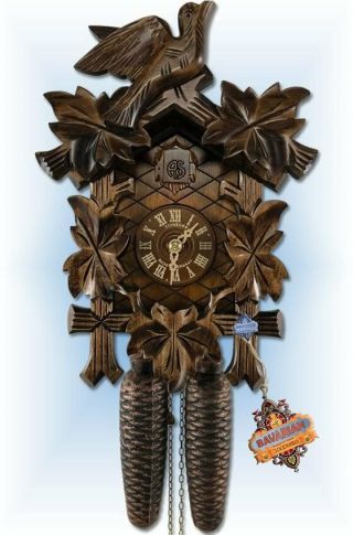 German Black Forest Carved 8 Day Cuckoo Clock Nib Vintage Schneider