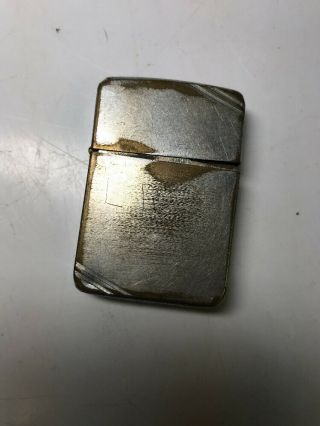 Vintage Silver Tone Striped Zippo Tobacco Lighter Pat.  2032695