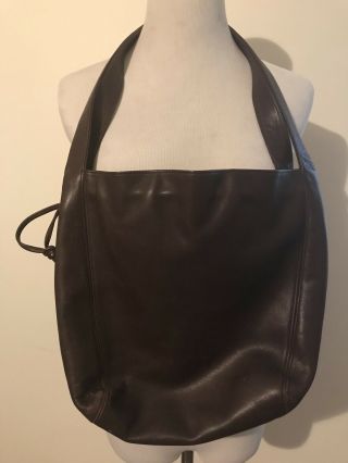 Vintage Coach Brown Leather Drawstring Bag