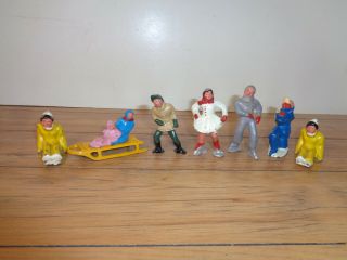 Barclay Manoil Seven Winter & Christmas Figures In Various Poses