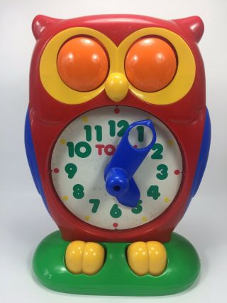 Tomy Vintage 1990 Owl Clock Learn To Tell Time Educational Toy And