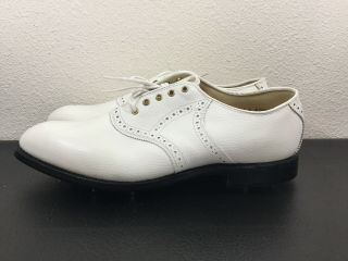 Vtg 70s Johnson & Murphy Aristocraft White Leather Golf Shoes Mens 11 Spike