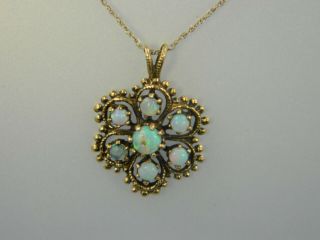 Exquisite Vintage 14k Yellow Gold Turquoise Flower Pendant/charm M