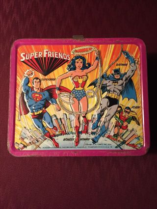 Vintage 1976 Dc Comics Friends Lunchbox & Thermos Wonder Woman Batman
