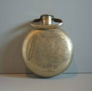 Asian Antique Engraved Metal Silver Liquor Flask Signed Chinese Japanese Bottle